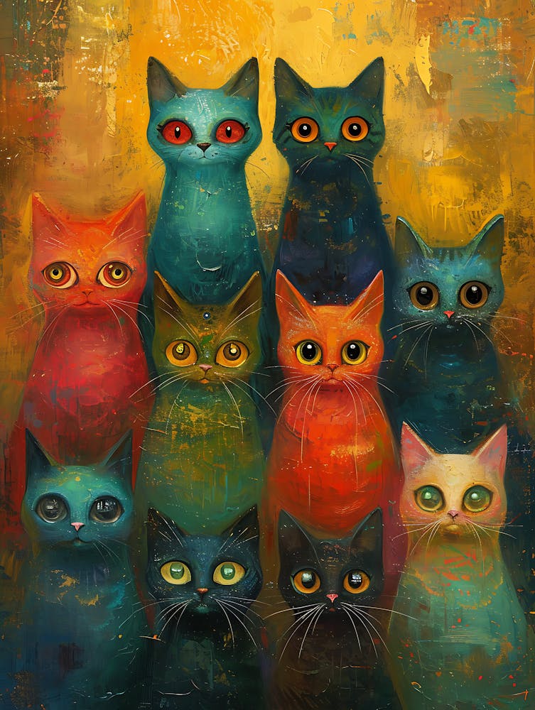 Beautiful Painting Funky Cats 2