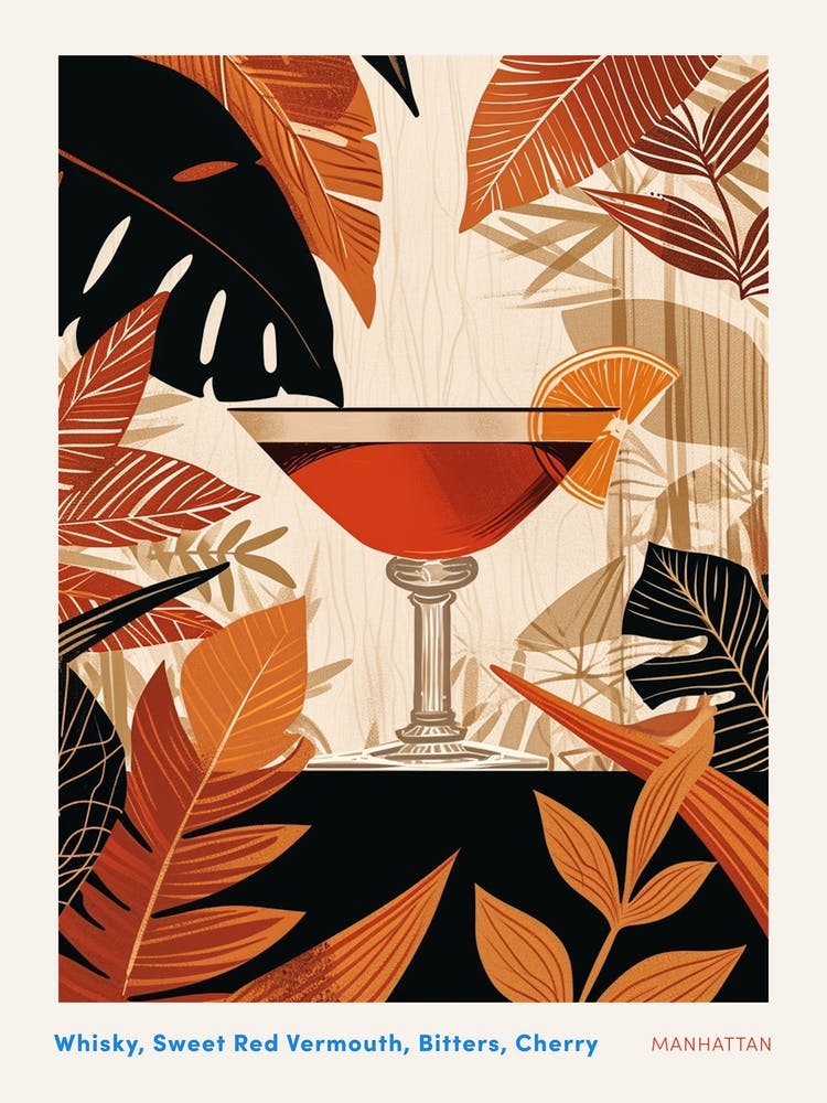 Manhattan Art Deco Inspired Cocktail 1 Poster