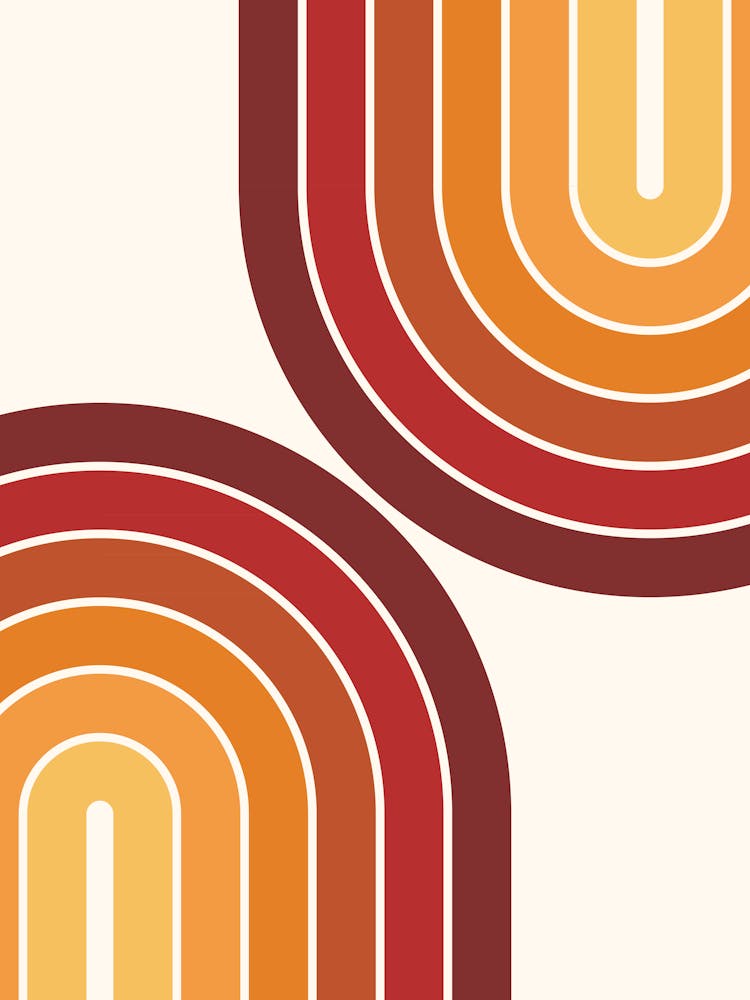 Midcentury Modern Geometric Rainbow I In Retro Themed 01