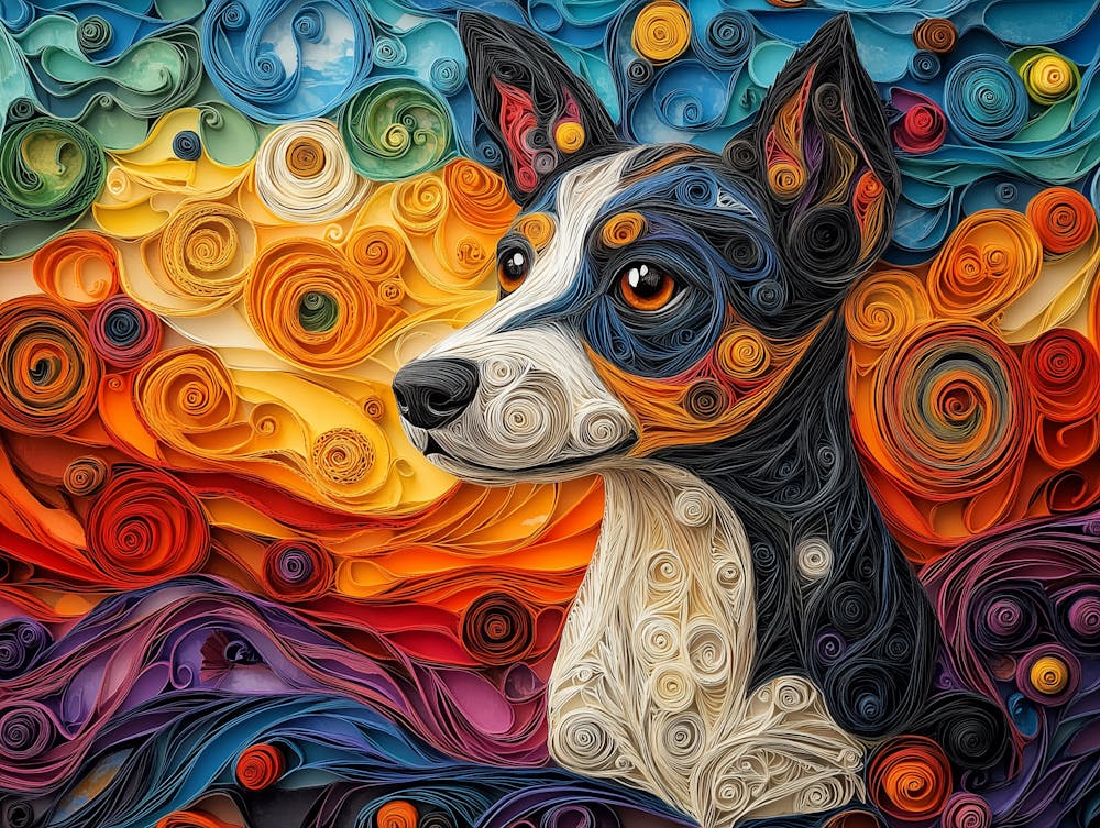 Brazilian Terrier Paper Quill Dog Portrait III