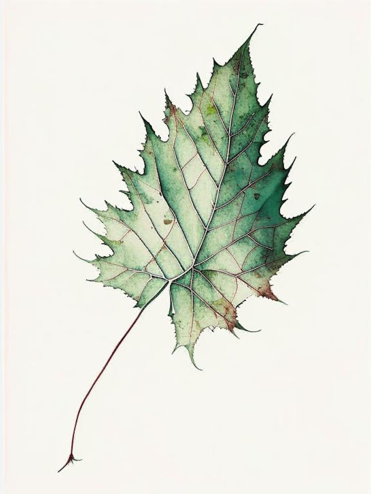 Virginia Creeper Leaf Minimalist Watercolour 1
