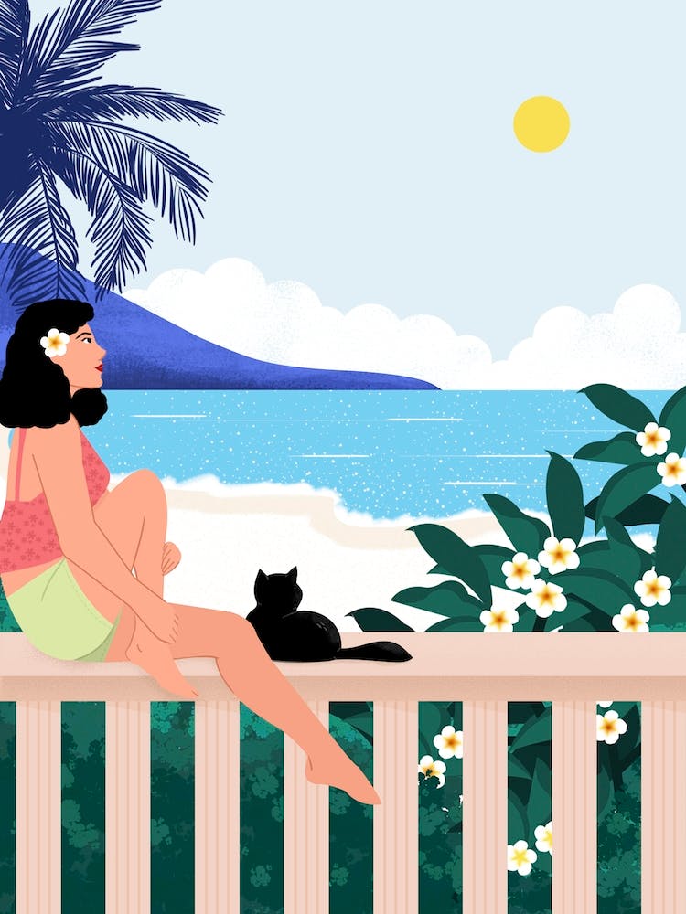 Hawaiian Beach And Jepun Flower