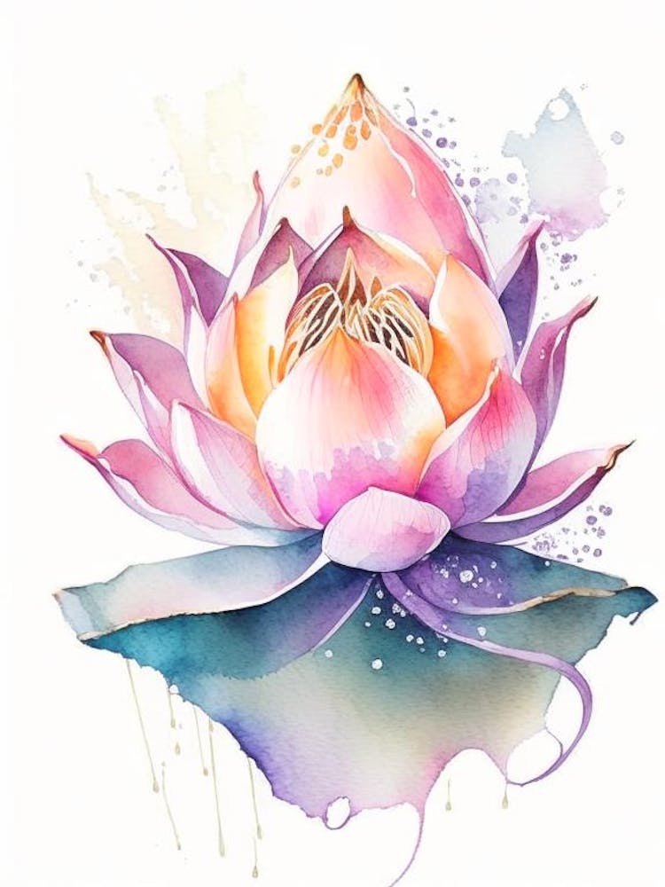 Lotus Flower, Buddhist Symbol Watercolour 2