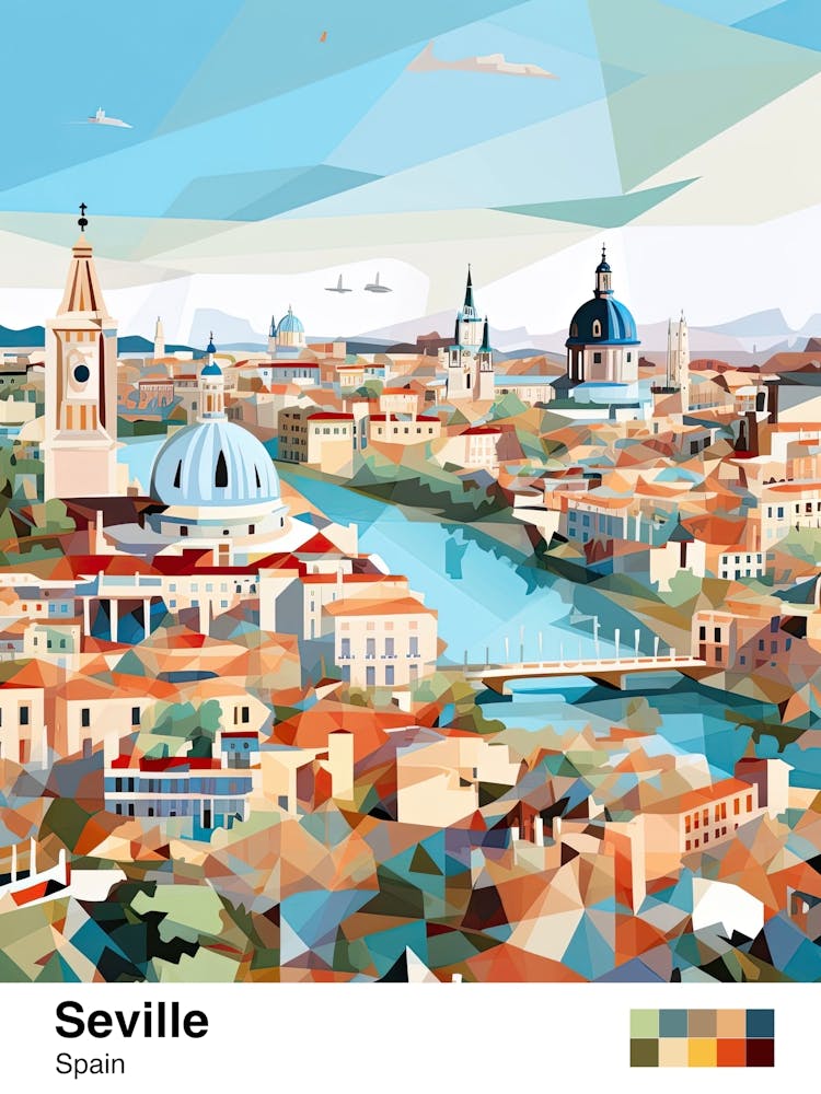Seville, Spain, Geometric Illustration 1 Poster