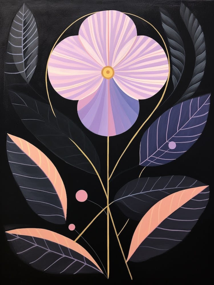 Lilac 4 Hilma Af Klint Inspired Flower Illustration