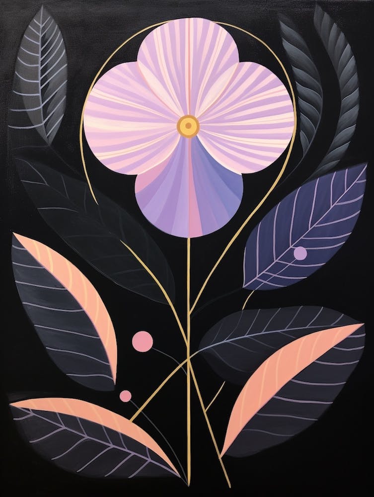 Lilac 4 Hilma Af Klint Inspired Flower Illustration