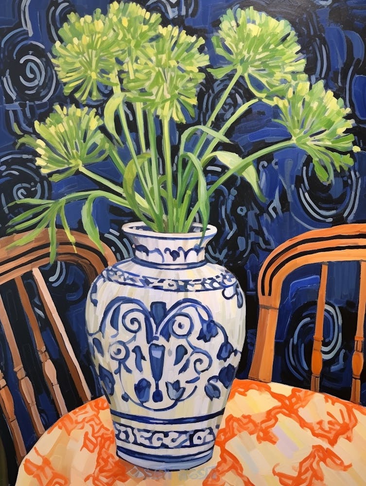 Flowers In A Vase Still Life Painting Agapanthus 1