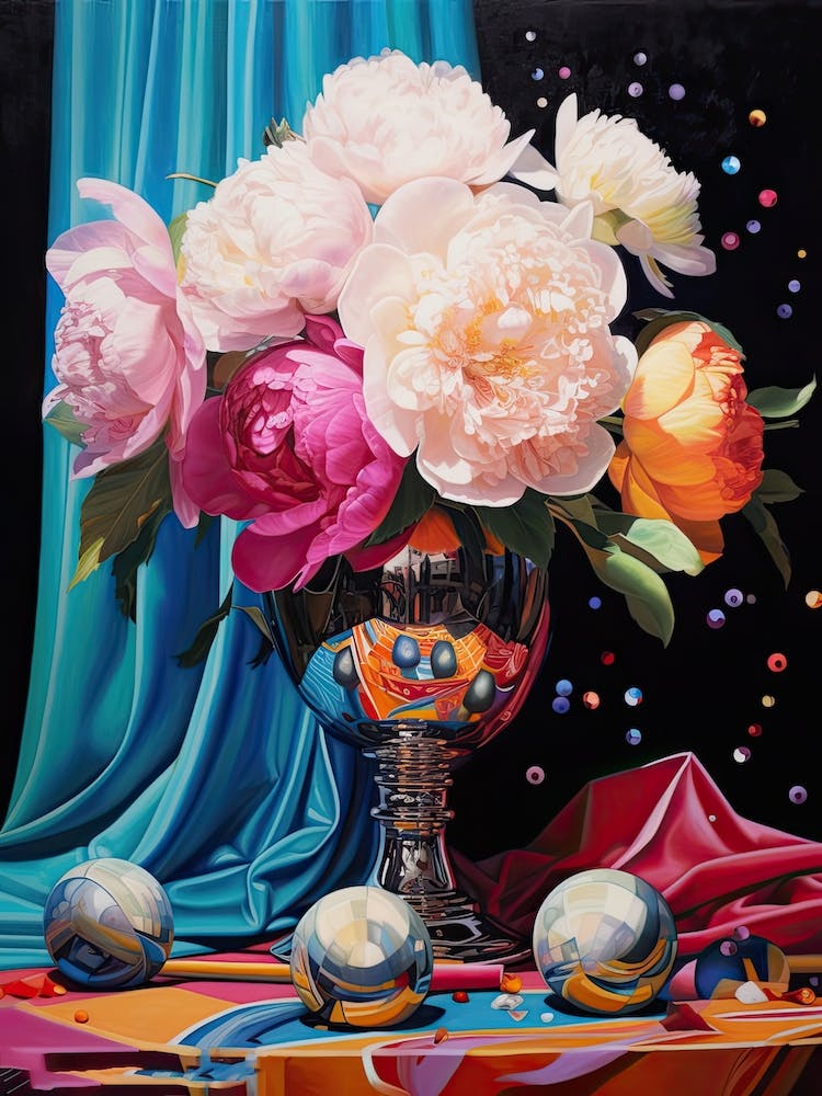 Disco Ball And Flowers And Pearls Still Life 3