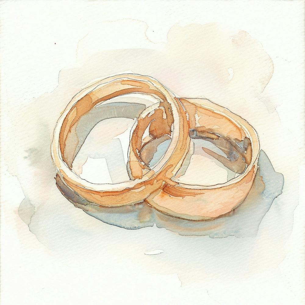 Watercolor Wedding Rings Close Up 1718
