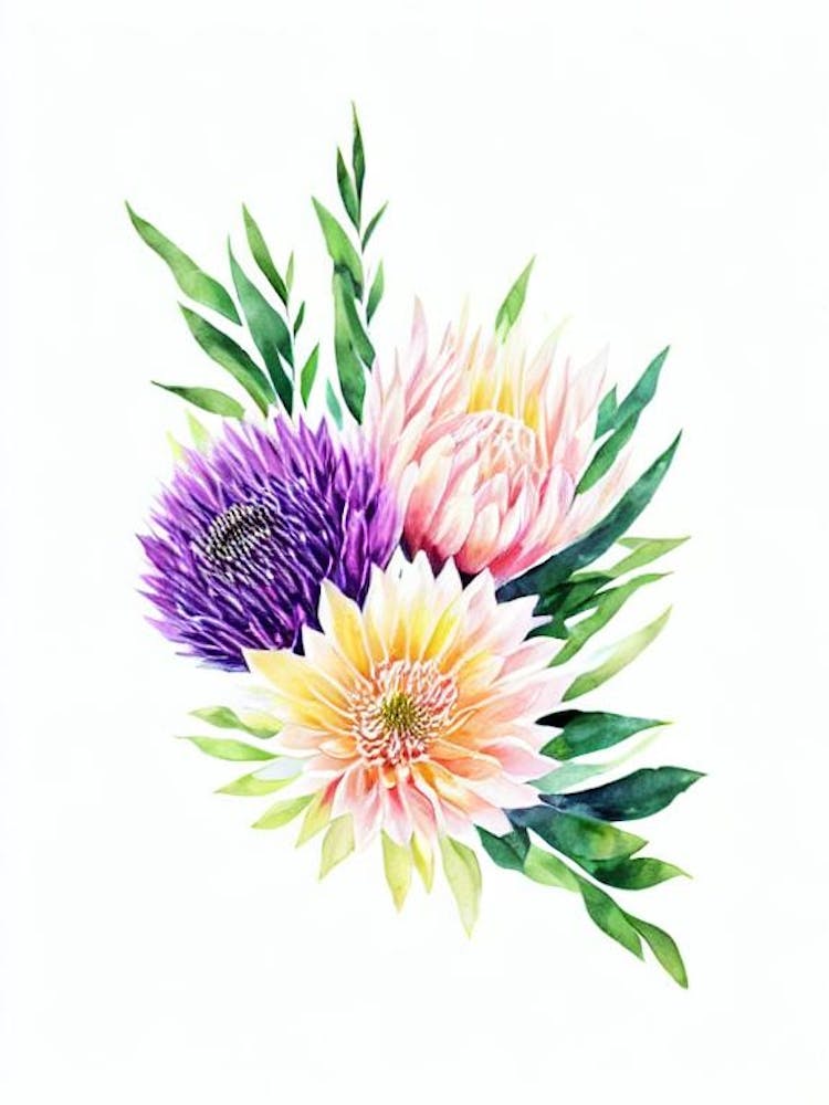 Proteas 3 Watercolour Flower