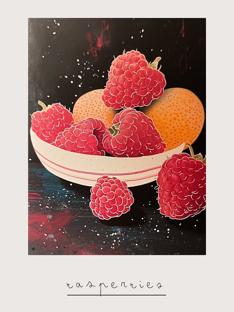 Abstract Rasperries Art Deco Poster