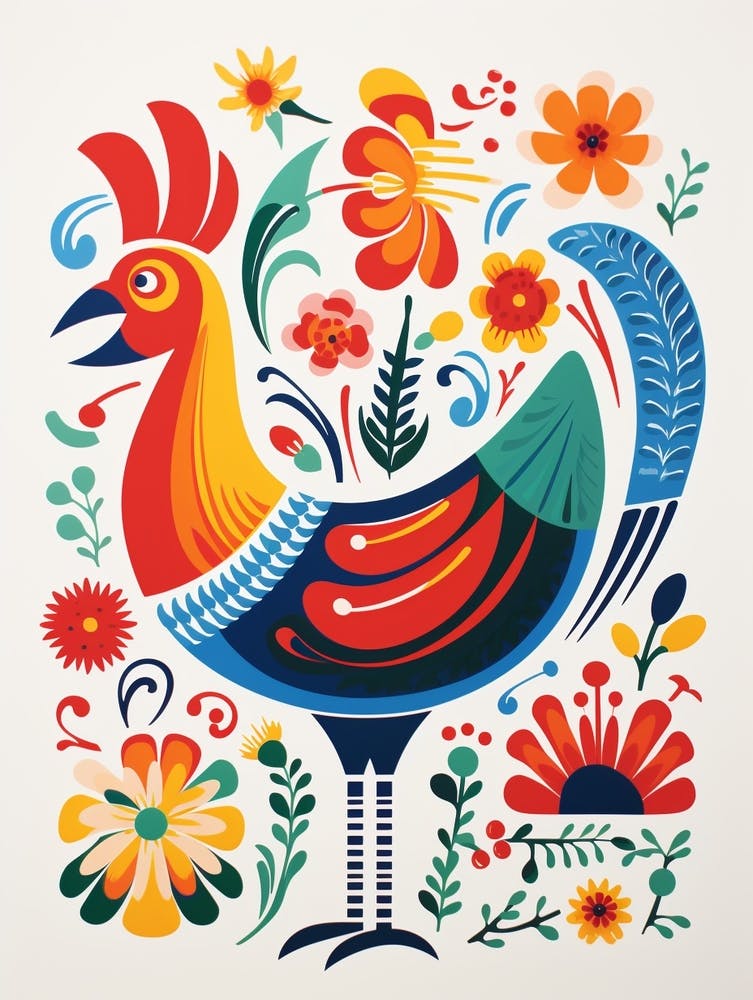 Scandinavian Bird Illustration Chicken 4