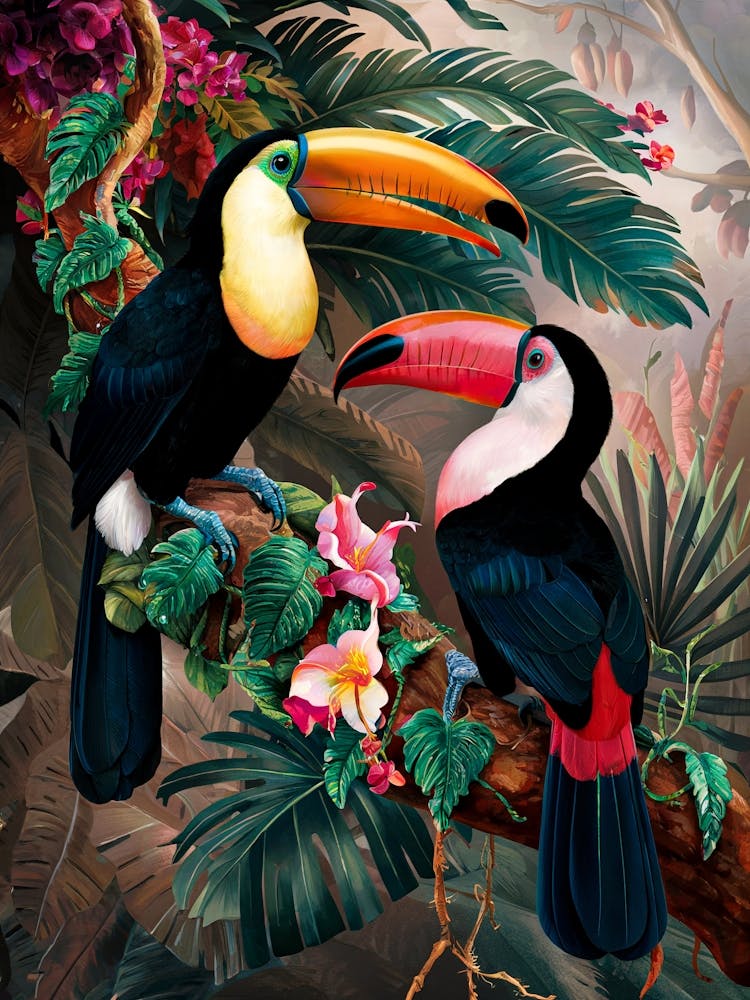 Toucans In Tropical Forest