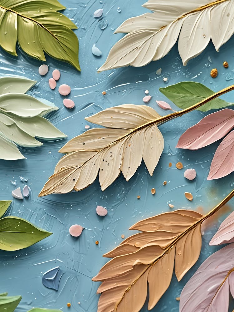 Painted Pastel Leaves no1