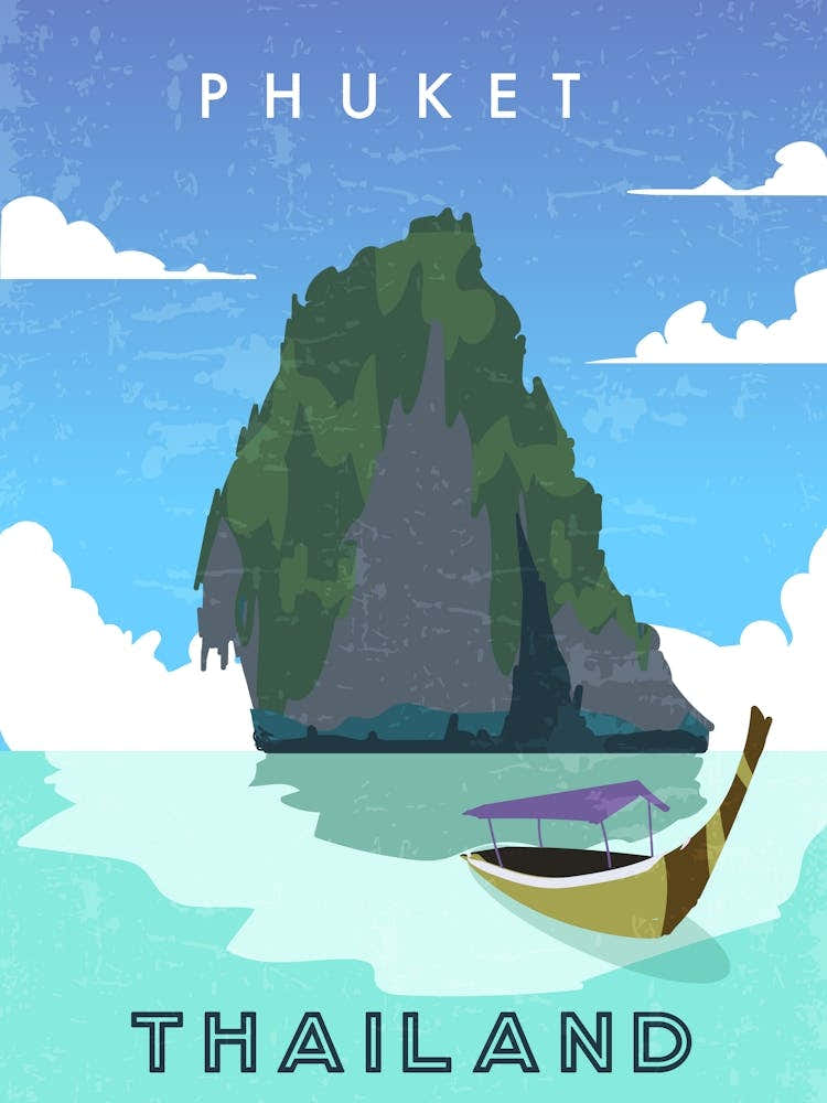 Phuket, Thailand — Retro travel minimalist poster