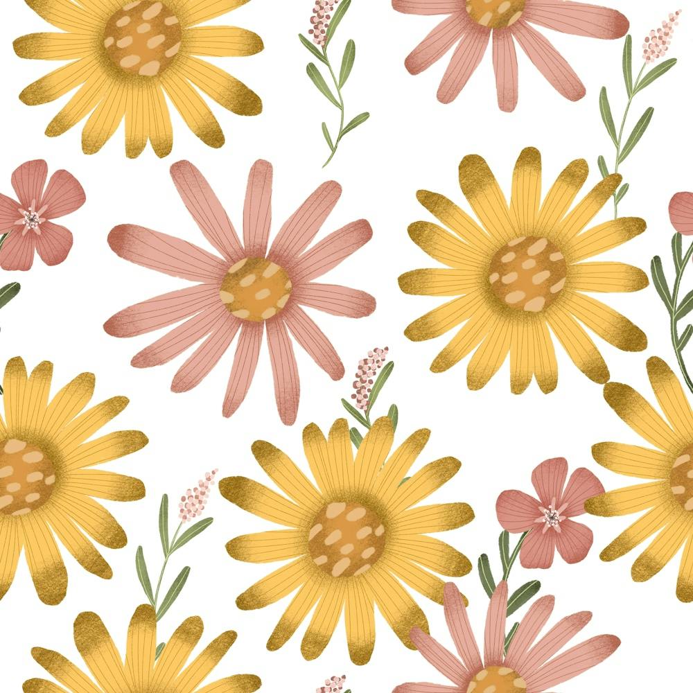 Yellow summer Daisy Pattern