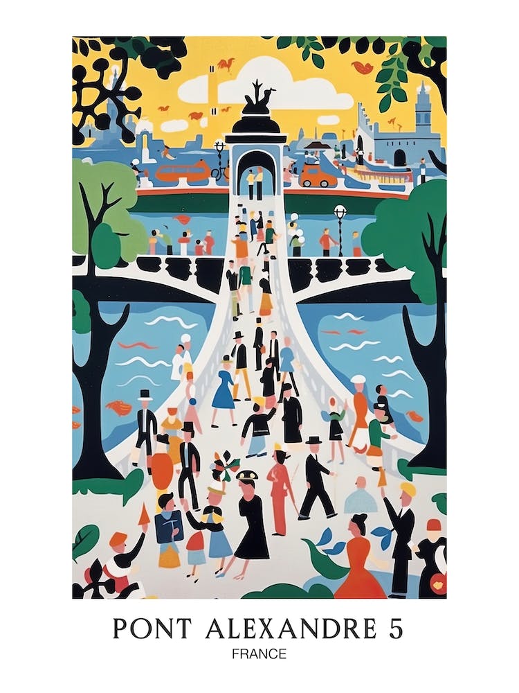 Pont Alexandre III, Frankreich Farbenfrohes 3 Reiseposter