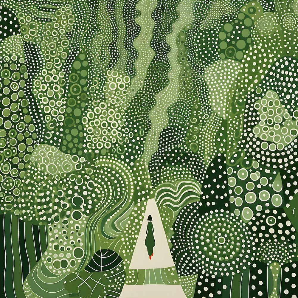 Yayoi Kusama Inspired Art Moss Green Pop