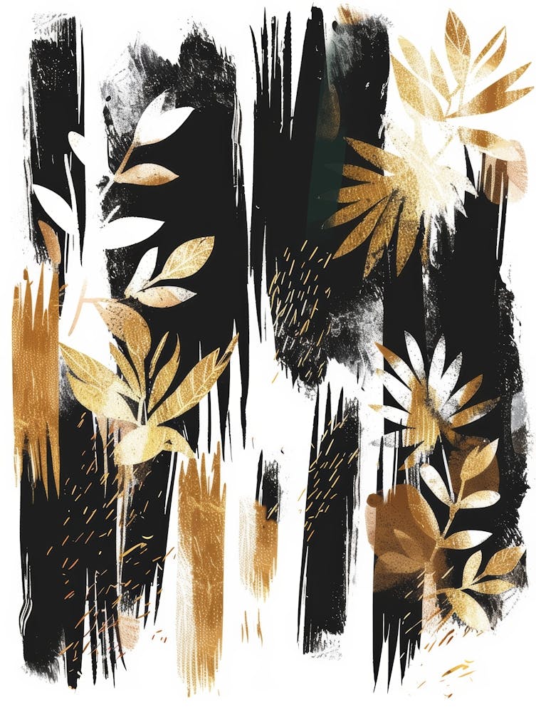 Abstract Gold And Black Painting 20