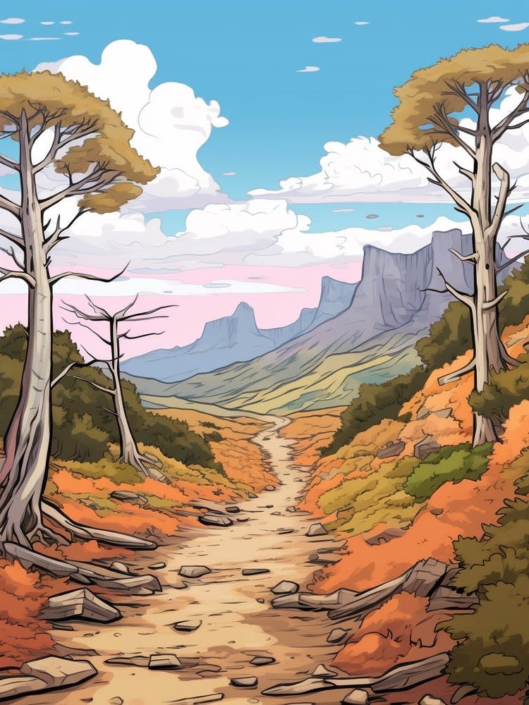 Overland Track Australia Hike Illustration