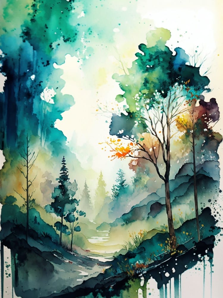 Watercolor Of A Forest 2