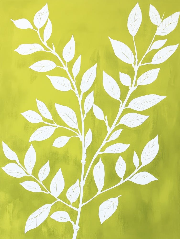 White Leaves On A Green Background