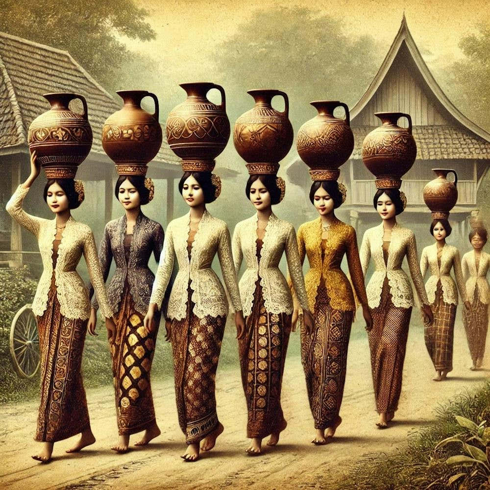 "Graceful Women of the Past: Indonesian Village Life in the 1800s"