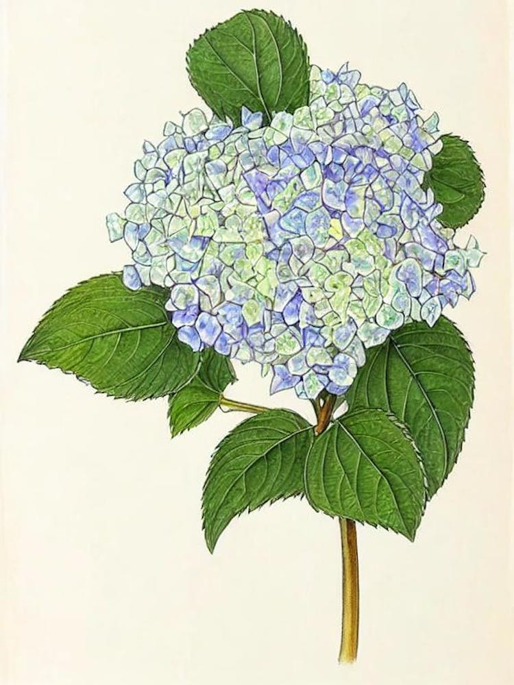 Hydrangea Vintage Botanical Flower