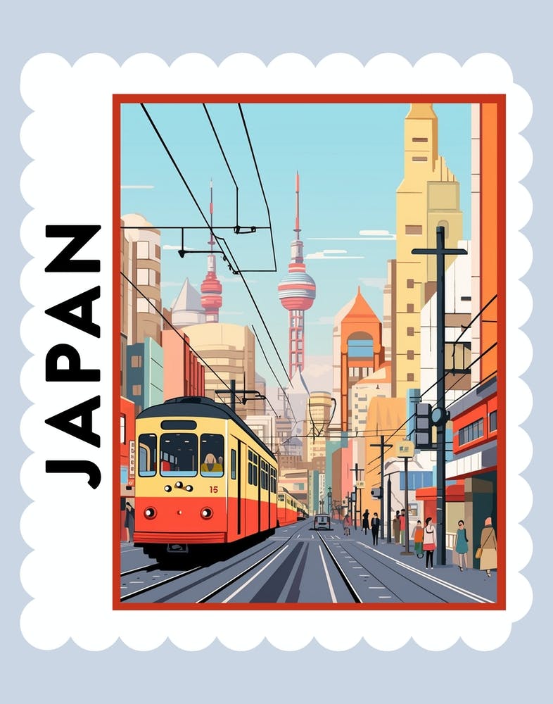 Japan 3 Travel Stamp Poster