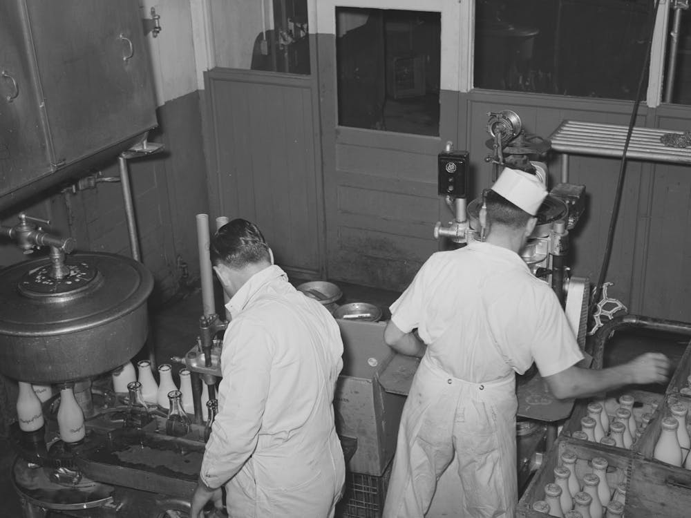 Bottling Milk At Creamery, San Angelo, Texas By Russell Lee