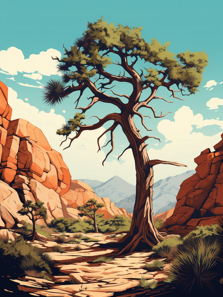  Retro Illustration Of A Joshua Tree In Rocky Mountain 1