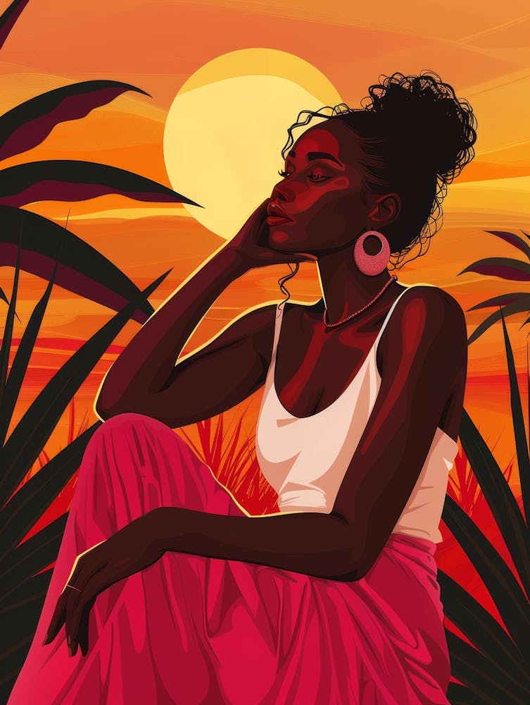 Black Woman At Sunset