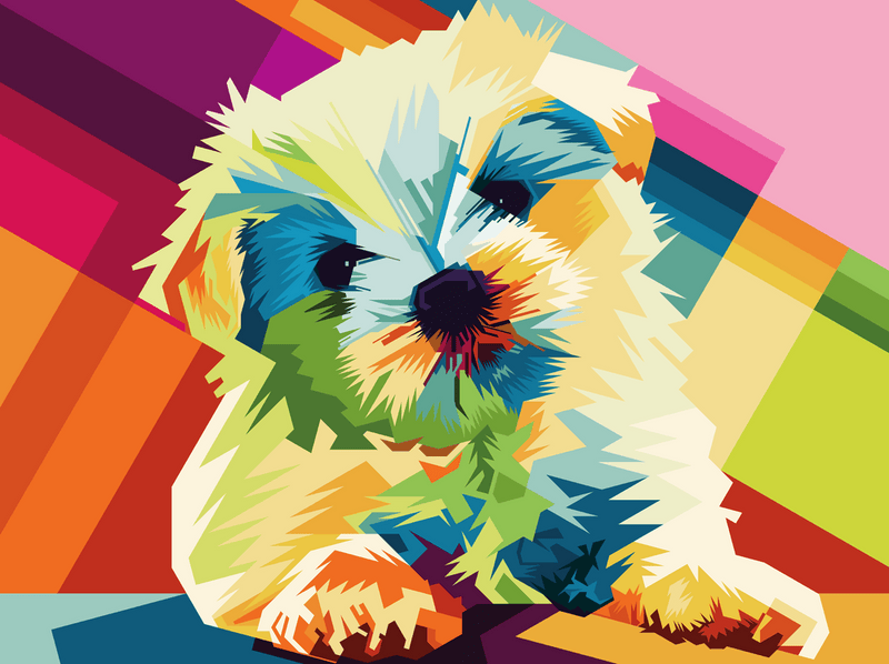 WPAP Style Cute Dogs