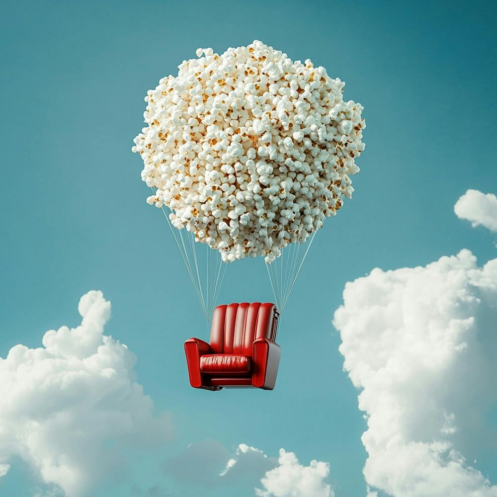 Segadn Baloon Made Out Of Popcorns Cinema Chair On It Flying 1