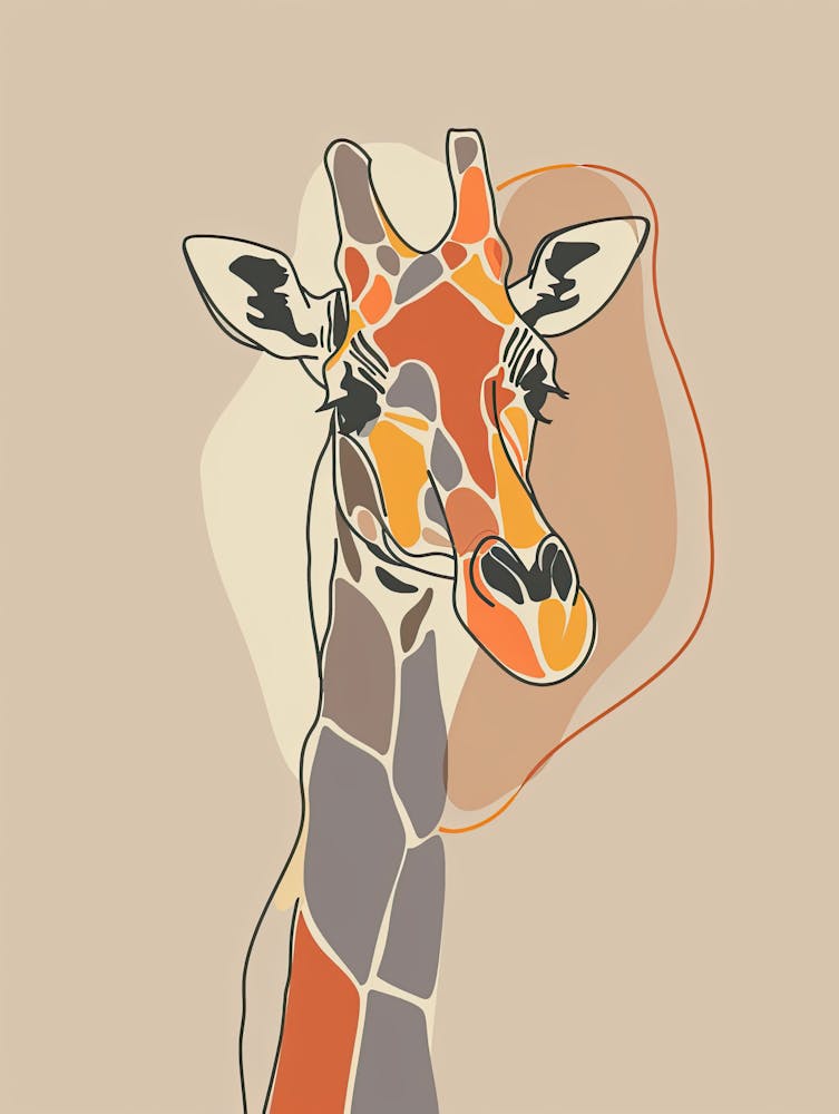 Giraffe - Boho, Line Art 12