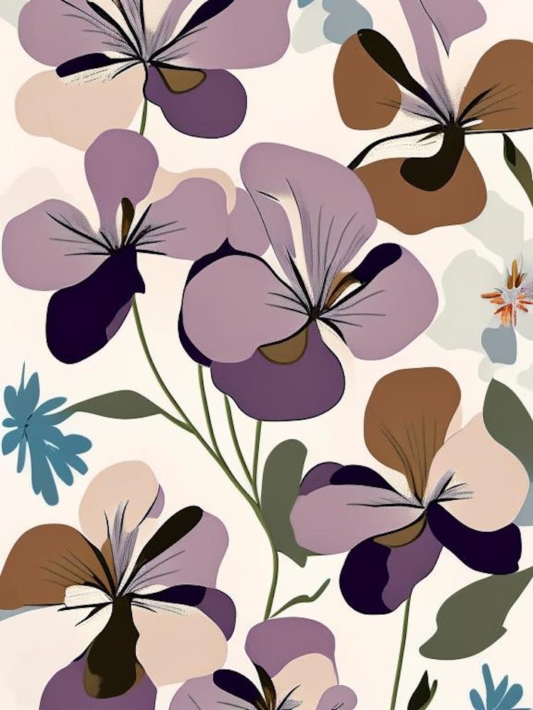 Wild Petunia Wildflower Modern Muted Colours 2