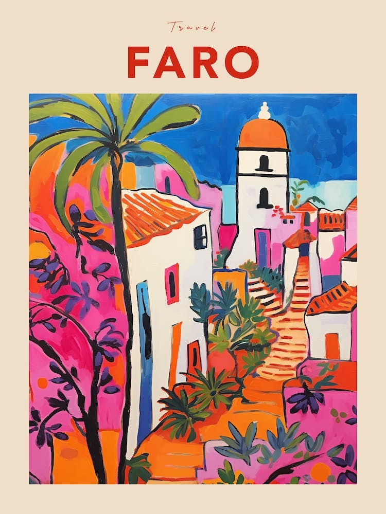 Faro Portugal 8 Fauvist Travel Poster