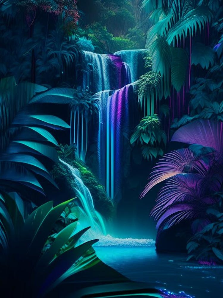 Waterfalls In A Jungle, Waterscape Holographic 2