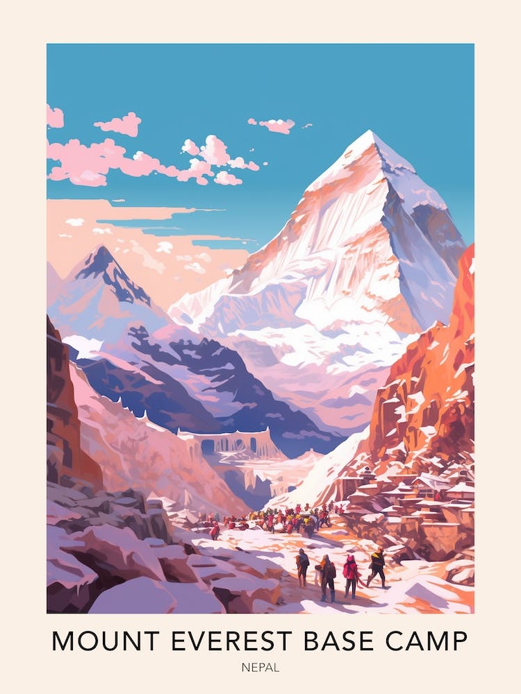 The Mount Everest Base Camp Nepal Travel Poster