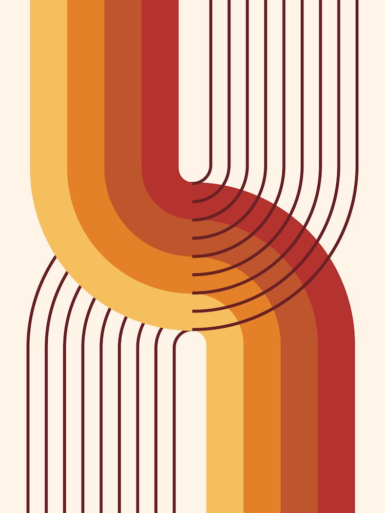 Midcentury Modern Geometric Rainbow Abstract Iv In Vintage Vibes 01