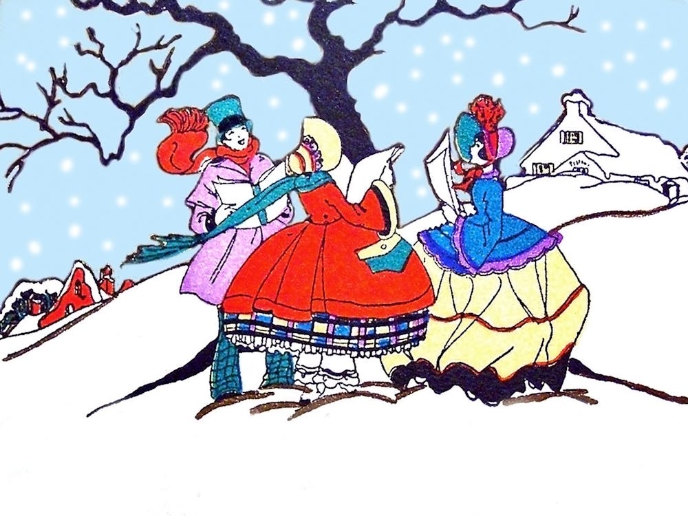 Christmas Choir Is Singing On A Snow