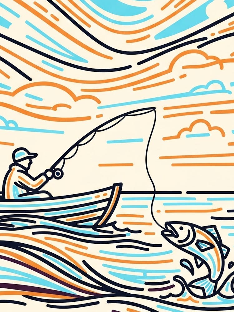 Fishing Man In A Boat