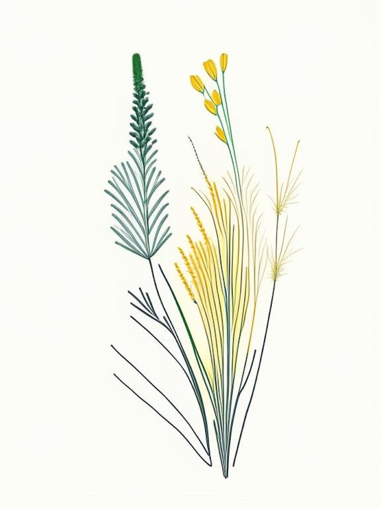Horsetail Spices And Herbs Minimal Line Drawing 2