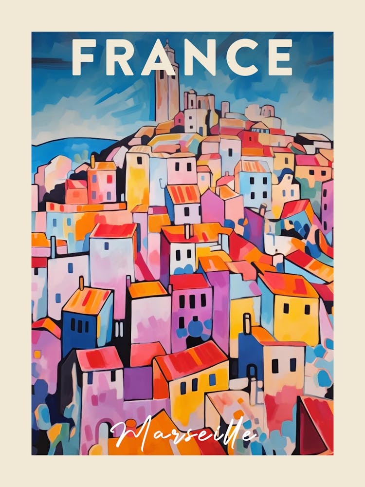 Marseille France 4 Fauvist Painting Travel Poster