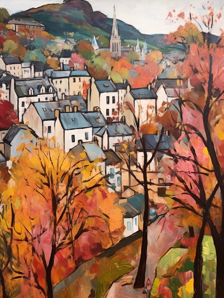 Autumn City Park Painting Princes Street Gardens Edinburgh 3