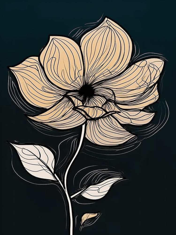 Strichzeichnung Sonnenblumen Illustration Neutral 15