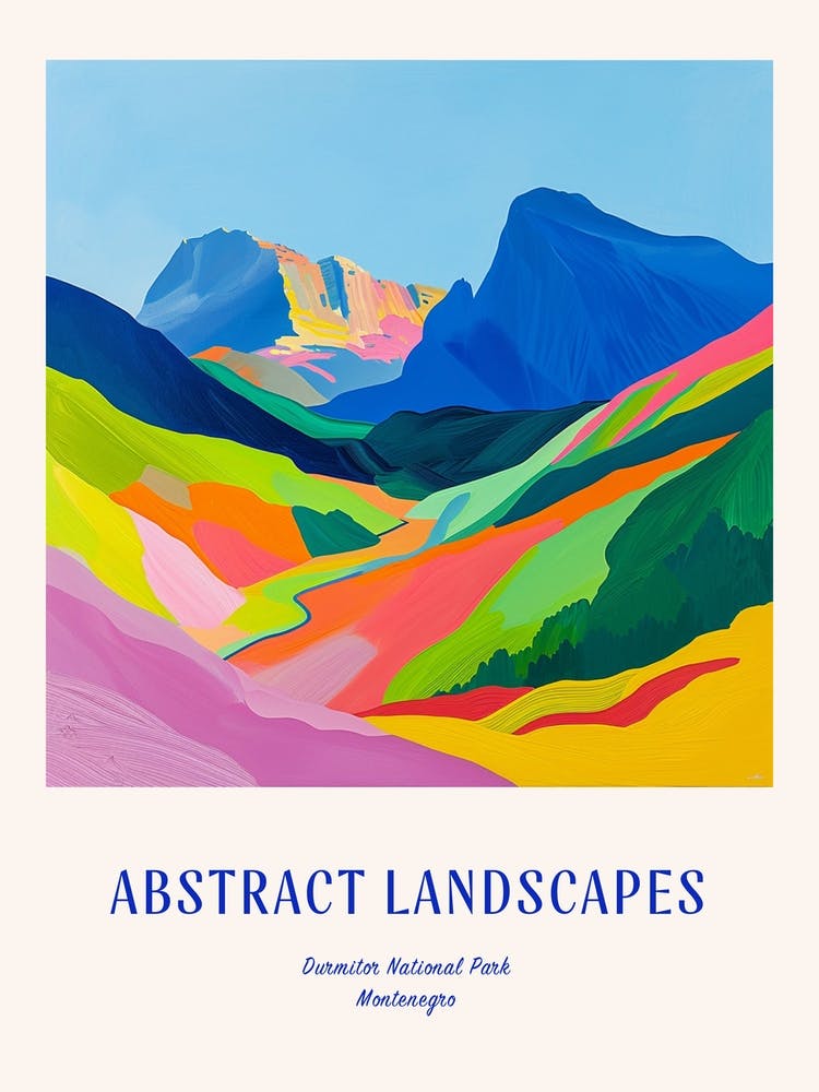 Colourful Abstract Durmitor National Park Montenegro 3 Poster Blue