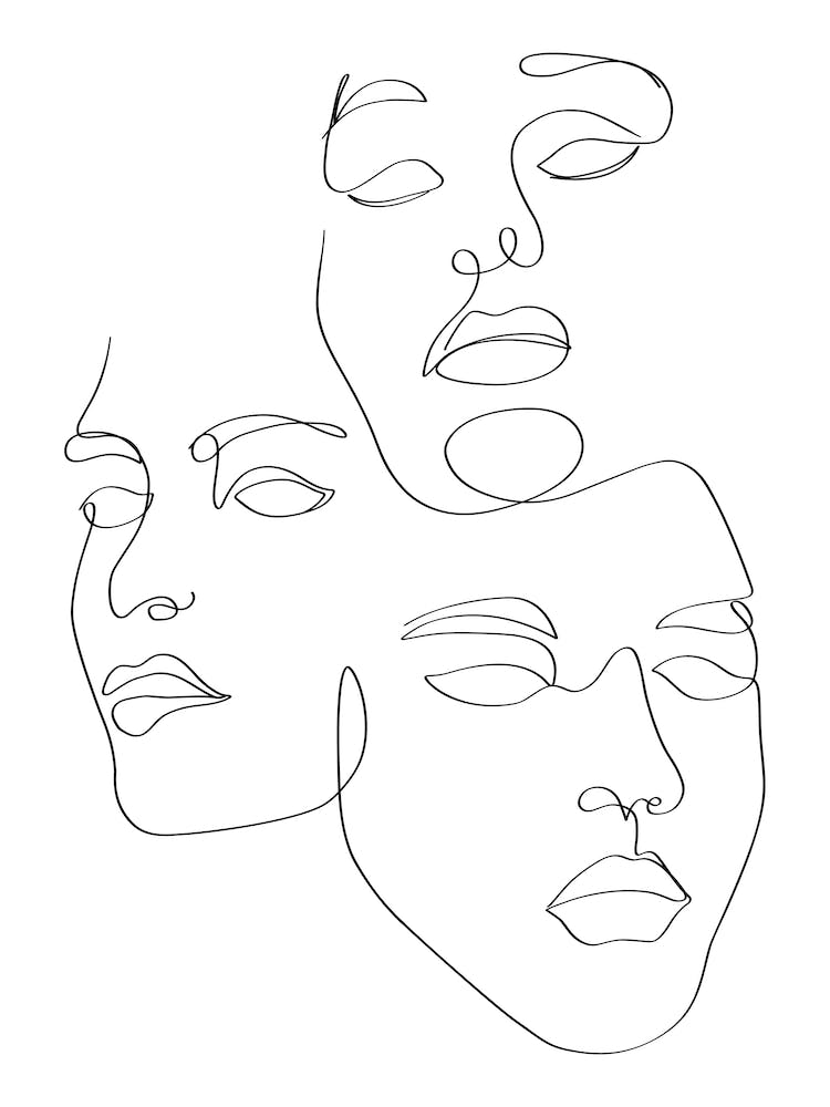 Abstract face line art