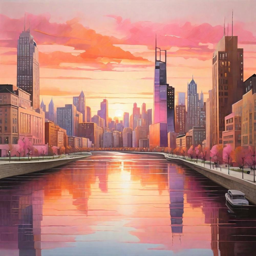 Sunset Chicago Canvas Print