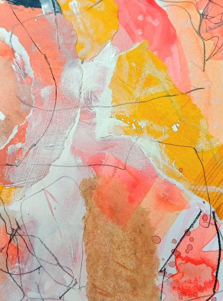 Abstract Painting Collage Yellow